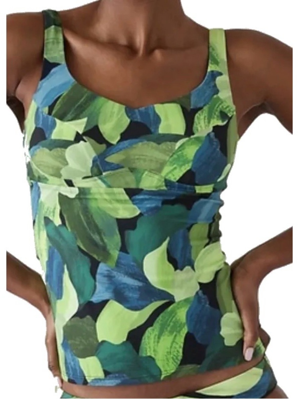 Athleta Bondi Bra Cup Tankini  (Liana Floral Green) Size 36D/DD